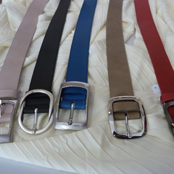 Damenledergürtel in den Farben beige, schwarz, blau, braun und rot